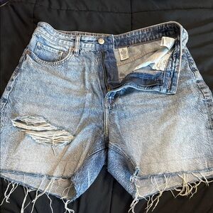 H&M Light Blue Distressed Denim Cutoff Shorts